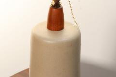 Gordon Jane Martz Vintage Gordon and Jane Martz Taupe Ceramic and Walnut Table Lamp with Finial - 4794393