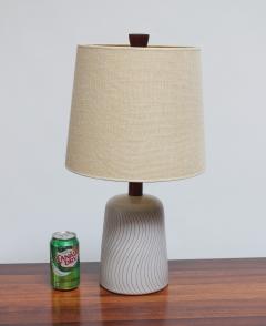 Gordon Jane Martz Vintage Martz Ceramic and Walnut Table Lamp with Sgraffito Detail and Shade - 2546471