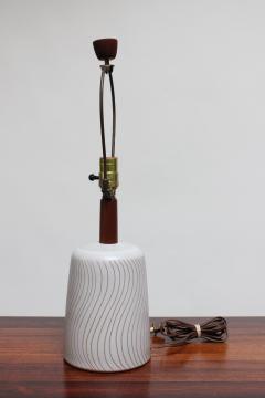 Gordon Jane Martz Vintage Martz Ceramic and Walnut Table Lamp with Sgraffito Detail and Shade - 2546474