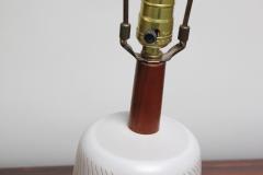 Gordon Jane Martz Vintage Martz Ceramic and Walnut Table Lamp with Sgraffito Detail and Shade - 2546480