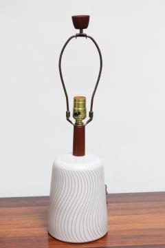 Gordon Jane Martz Vintage Martz Ceramic and Walnut Table Lamp with Sgraffito Detail and Shade - 2546481