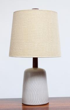 Gordon Jane Martz Vintage Martz Ceramic and Walnut Table Lamp with Sgraffito Detail and Shade - 2546482