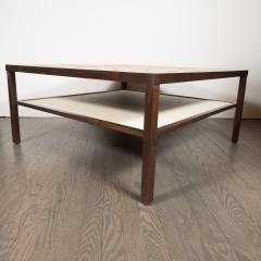 Gordon Martz Mid Century Modern Tile Lacquered Linen Hand Rubbed Walnut Cocktail Table - 1507751