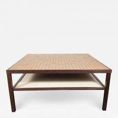 Gordon Martz Mid Century Modern Tile Lacquered Linen Hand Rubbed Walnut Cocktail Table - 1509291
