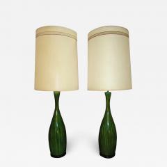 Gorgeous Extra Tall Green Drip Glazed Lamp Mid century Danish - 3074830