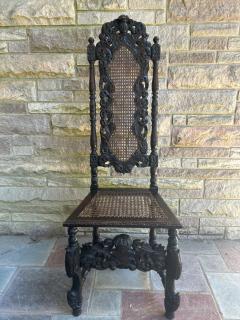 Gorgeous Jacobean Revival Caned Victorian Carved Oak Dining Desk Chair - 4637481