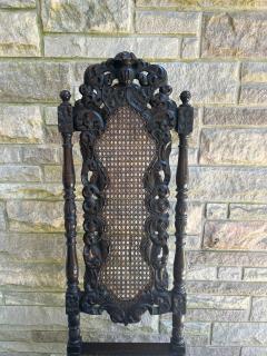 Gorgeous Jacobean Revival Caned Victorian Carved Oak Dining Desk Chair - 4637511