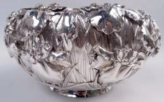 Gorgeous Japanese Meiji Art Nouveau Silver Iris Centerpiece Bowl - 4338873