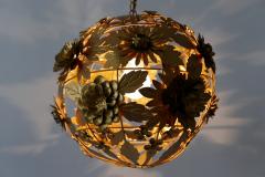 Gorgeous Mid Century Modern Gilt Metal Floral Pendant Lamp Germany 1960s - 1892387