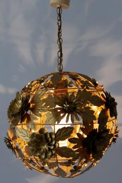 Gorgeous Mid Century Modern Gilt Metal Floral Pendant Lamp Germany 1960s - 1892388