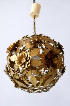 Gorgeous Mid Century Modern Gilt Metal Floral Pendant Lamp Germany 1960s - 1892392