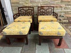 Gorgeous Pair Chinoiserie Rosewood Ottoman Stool Mid Century - 4561187