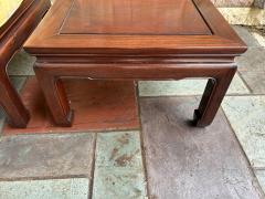 Gorgeous Pair Chinoiserie Rosewood Ottoman Stool Mid Century - 4561230