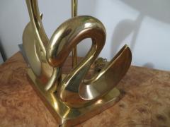 Gorgeous Pair Solid Brass Mid Century Modern Stylized Swan Lamps - 1376089