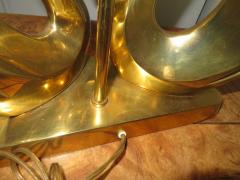 Gorgeous Pair Solid Brass Mid Century Modern Stylized Swan Lamps - 1376097