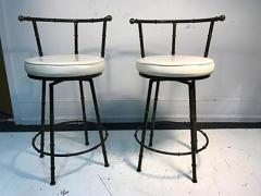 Gorgeous Pair of Giacometti Style Faux Bamboo Bar Stools - 447301