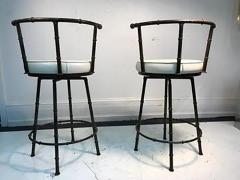 Gorgeous Pair of Giacometti Style Faux Bamboo Bar Stools - 447305
