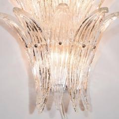 Gorgeous Pair of Mid Century Two Tier Palma Sconces in Clear Murano Glass - 2660404