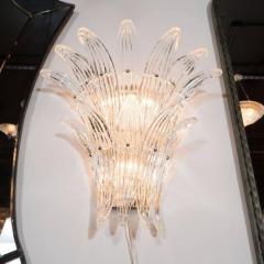 Gorgeous Pair of Mid Century Two Tier Palma Sconces in Clear Murano Glass - 2660405