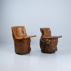 Gorgeous Pair of Organic Hand Carved Finnish Tree Trunk Chairs Finland - 4248883