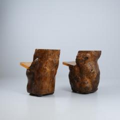 Gorgeous Pair of Organic Hand Carved Finnish Tree Trunk Chairs Finland - 4248884