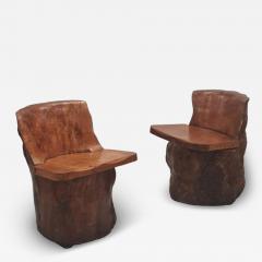 Gorgeous Pair of Organic Hand Carved Finnish Tree Trunk Chairs Finland - 4250865