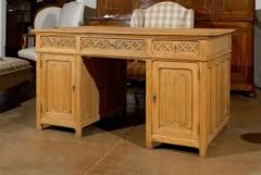 Gothic Revival English Desk of Bleached Oak with Linenfold Motifs circa 1830 - 3415319
