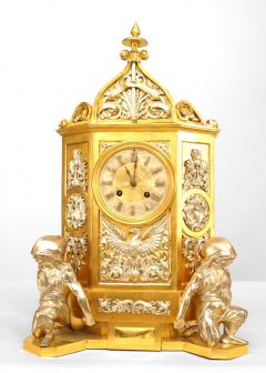 Gothic Revival Gilt Mantel Clock - 4634443