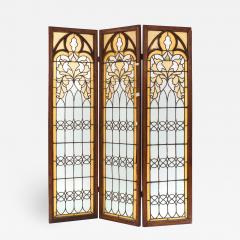 Gothic Revival Oak 3 Fold Screen - 1393902