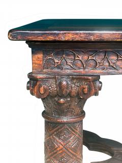 Gothic Revival Oak Draw Leaf Dining Table - 4330248