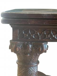 Gothic Revival Oak Draw Leaf Dining Table - 4330252