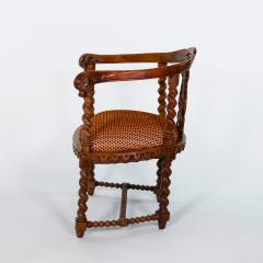 Gothic Revival Yew Tub Chair with Barley Twist Supports circa 1880 - 4645944