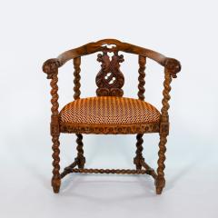 Gothic Revival Yew Tub Chair with Barley Twist Supports circa 1880 - 4645945