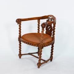 Gothic Revival Yew Tub Chair with Barley Twist Supports circa 1880 - 4645946