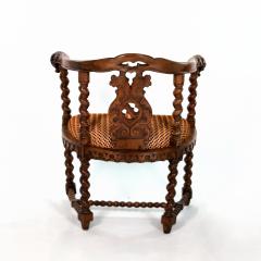 Gothic Revival Yew Tub Chair with Barley Twist Supports circa 1880 - 4645948