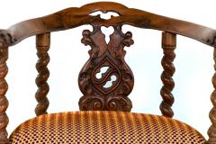 Gothic Revival Yew Tub Chair with Barley Twist Supports circa 1880 - 4645951