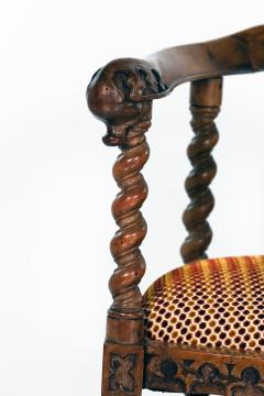 Gothic Revival Yew Tub Chair with Barley Twist Supports circa 1880 - 4645952
