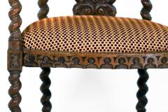 Gothic Revival Yew Tub Chair with Barley Twist Supports circa 1880 - 4645982