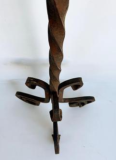 Gothic Wrought Iron Candelabras For Seven Candles Twisted Stems Tripod Bases - 4507571