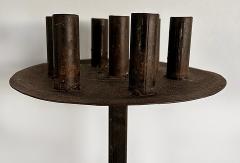 Gothic Wrought Iron Candelabras For Seven Candles Twisted Stems Tripod Bases - 4507572