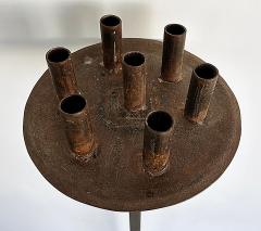 Gothic Wrought Iron Candelabras For Seven Candles Twisted Stems Tripod Bases - 4507573