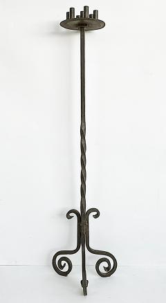 Gothic Wrought Iron Candelabras For Seven Candles Twisted Stems Tripod Bases - 4507575