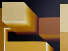 Grace Alhades Vintage Abstract Op Art Painting by Grace Alhades and Marty Sherma - 3650775