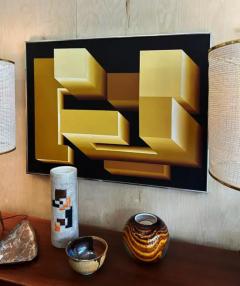 Grace Alhades Vintage Abstract Op Art Painting by Grace Alhades and Marty Sherma - 3650782