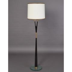Graceful Floor Lamp in Polished Wood with Brass Mounts Italy 1950s - 1960151