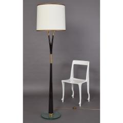 Graceful Floor Lamp in Polished Wood with Brass Mounts Italy 1950s - 1960185