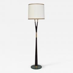 Graceful Floor Lamp in Polished Wood with Brass Mounts Italy 1950s - 1962883