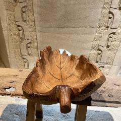 Graceful Organic Modern Wood Bowl Large Leaf Free Form Texture 1980s - 2109314