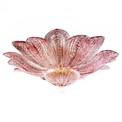 Graceful Pink Amethyst Murano Glass Leave Ceiling Light or Chandelier - 2706193