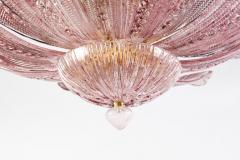 Graceful Pink Amethyst Murano Glass Leave Ceiling Light or Chandelier - 2706195